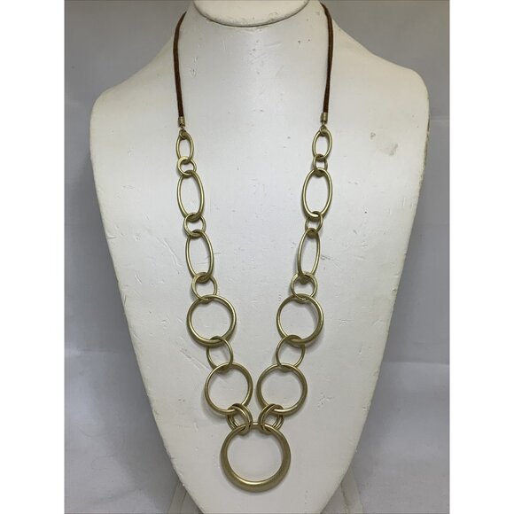 Lia Sophia Jewelry - Lia Sophia Gold Tone Chunky Chain Necklace With Leather Cord (1945)